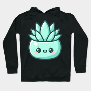 Cute Kawaii Succulent in Pot | Cute Kawaii Potted Plant Design for Kawaii Lovers Hoodie